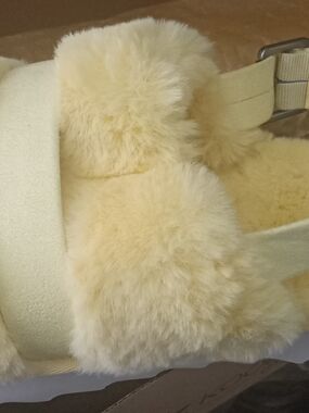 Koolaburra Cream Plush Shearling Slide Sandals